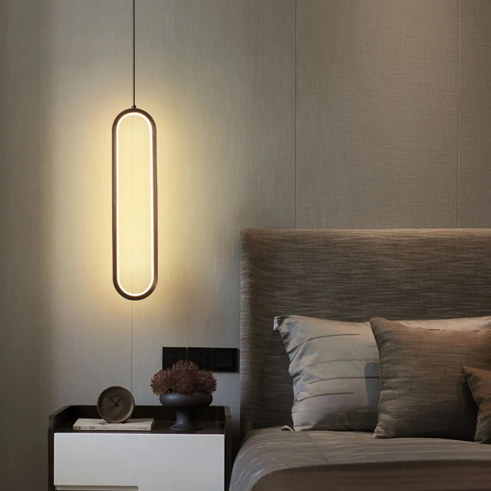 Long Line Light Gold Black Nordic Bedroom Suspensions Luminaire