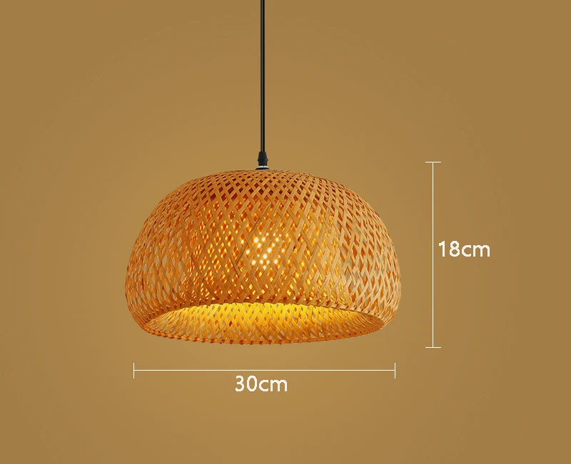 Bamboo Lantern 30cm Pendant Lamp Natural Rattan Wicker