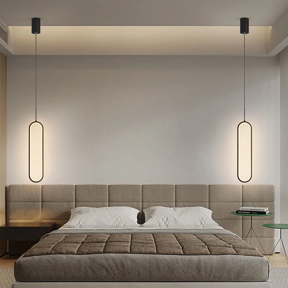 Long Line Light Gold Black Nordic Bedroom Suspensions Luminaire