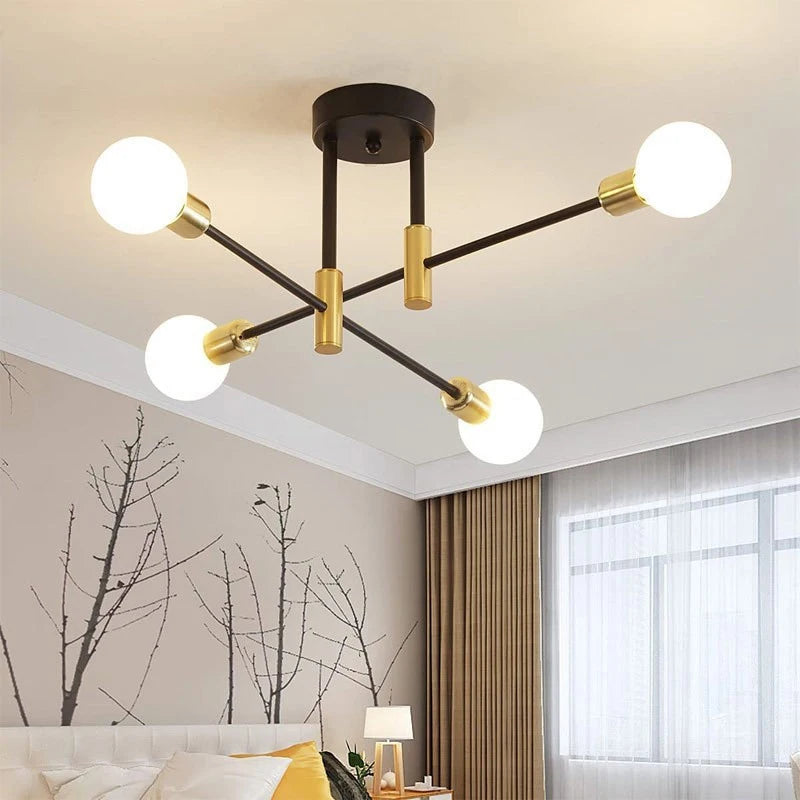 Retro Industrial Wrought Iron Ceiling Chandeliers LED Ceiling Lamp