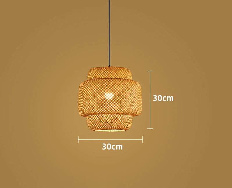 Bamboo Lantern 30cm Pendant Lamp Natural Rattan Wicker