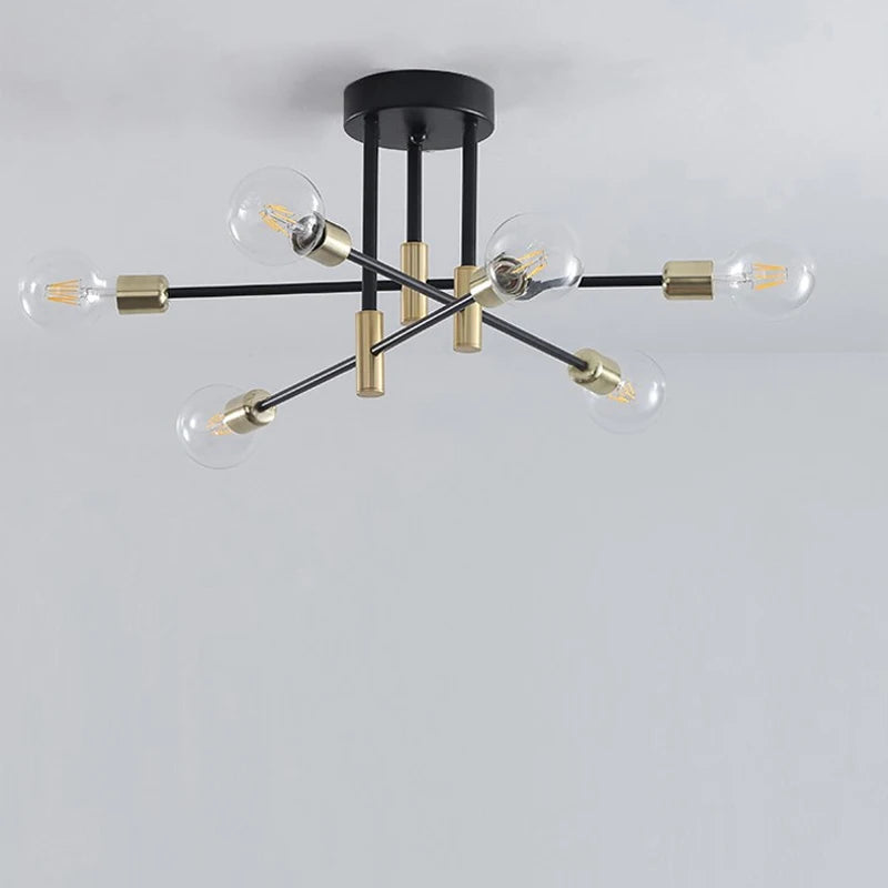 Retro Industrial Wrought Iron Ceiling Chandeliers LED Ceiling Lamp