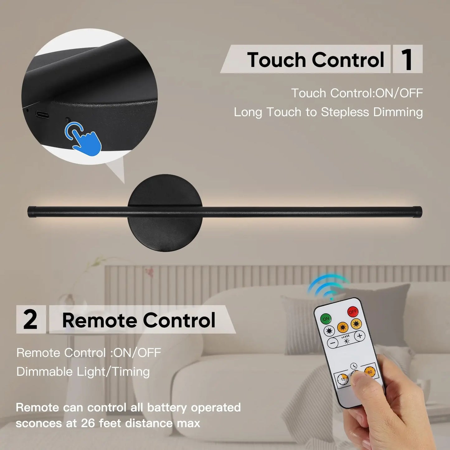 LED Rechargeable Wall Light Installation Free Wall Sconce
