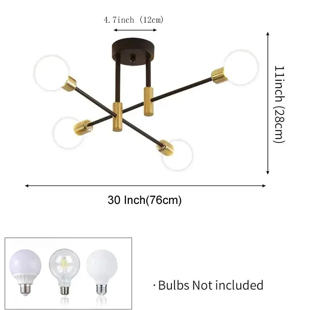 Retro Industrial Wrought Iron Ceiling Chandeliers LED Ceiling Lamp