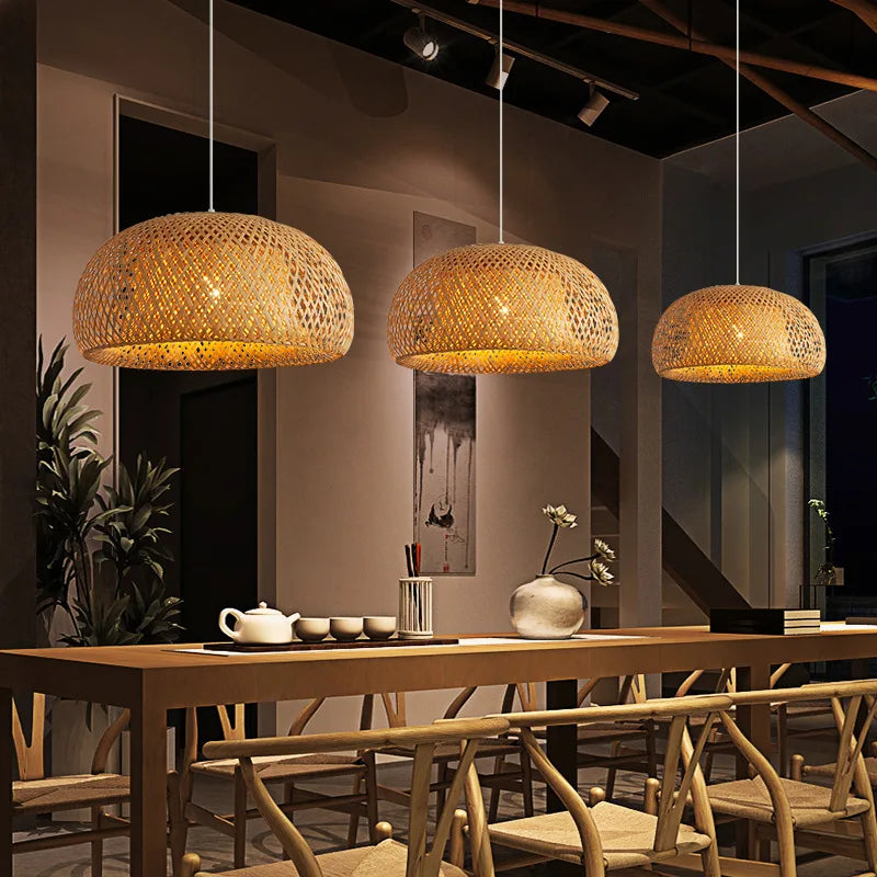 Bamboo Lantern 30cm Pendant Lamp Natural Rattan Wicker