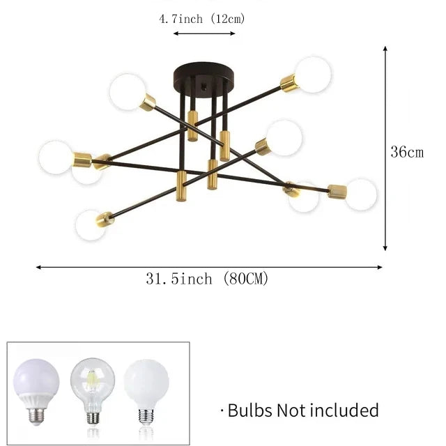 Retro Industrial Wrought Iron Ceiling Chandeliers LED Ceiling Lamp