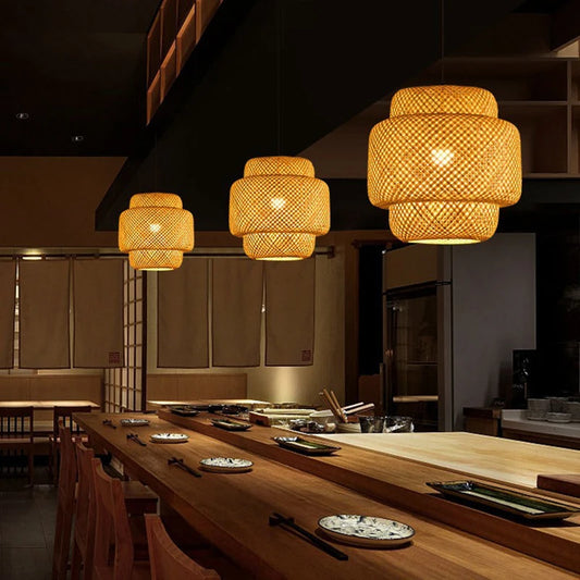 Bamboo Lantern 30cm Pendant Lamp Natural Rattan Wicker