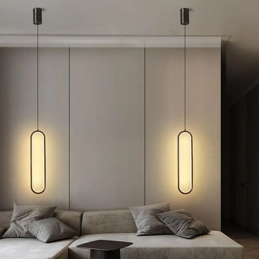 Long Line Light Gold Black Nordic Bedroom Suspensions Luminaire