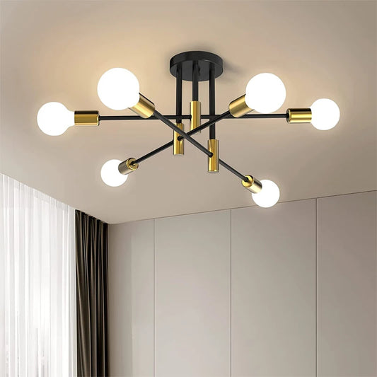 Retro Industrial Wrought Iron Ceiling Chandeliers LED Ceiling Lamp